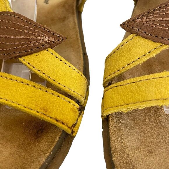 El Naturalista Panglao Leather Slip-On Yellow Brown‎ Leaf Sandals Size 37 NWOT - Picture 10 of 10